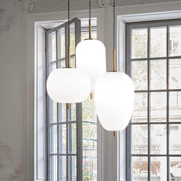 Ideal Lux - LED-Pendelleuchte mit Seilaufhängung UMILE LED/55W/230V Ø 63 cm CRI 90 Messing/Weiß