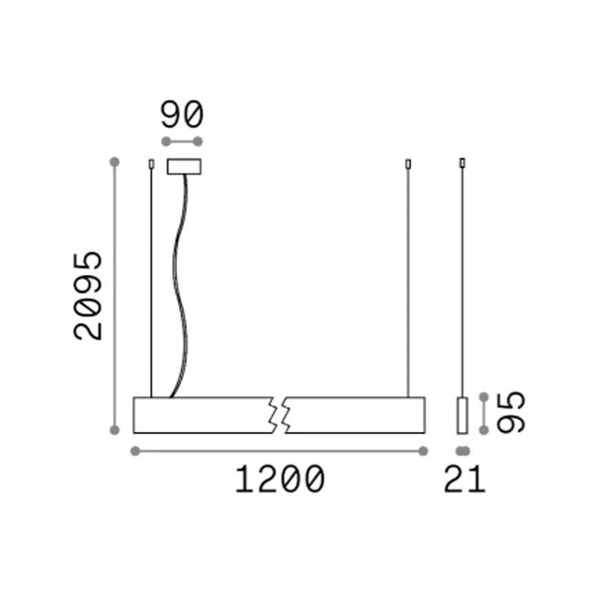 Ideal Lux - LED-Pendelleuchte STEEL an Kabel, LED 29W, 230V, 4000K, CRI 90, 120 cm, schwarz