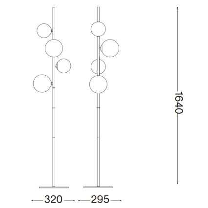 Ideal Lux - LED-Stehleuchte PERLAGE 4xG9/3W/230V golden/rauchig