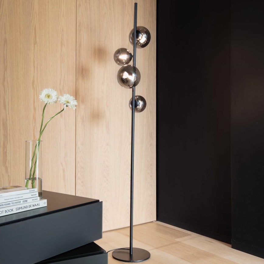Ideal Lux - LED-Stehleuchte PERLAGE 4xG9/3W/230V schwarz/rauchig