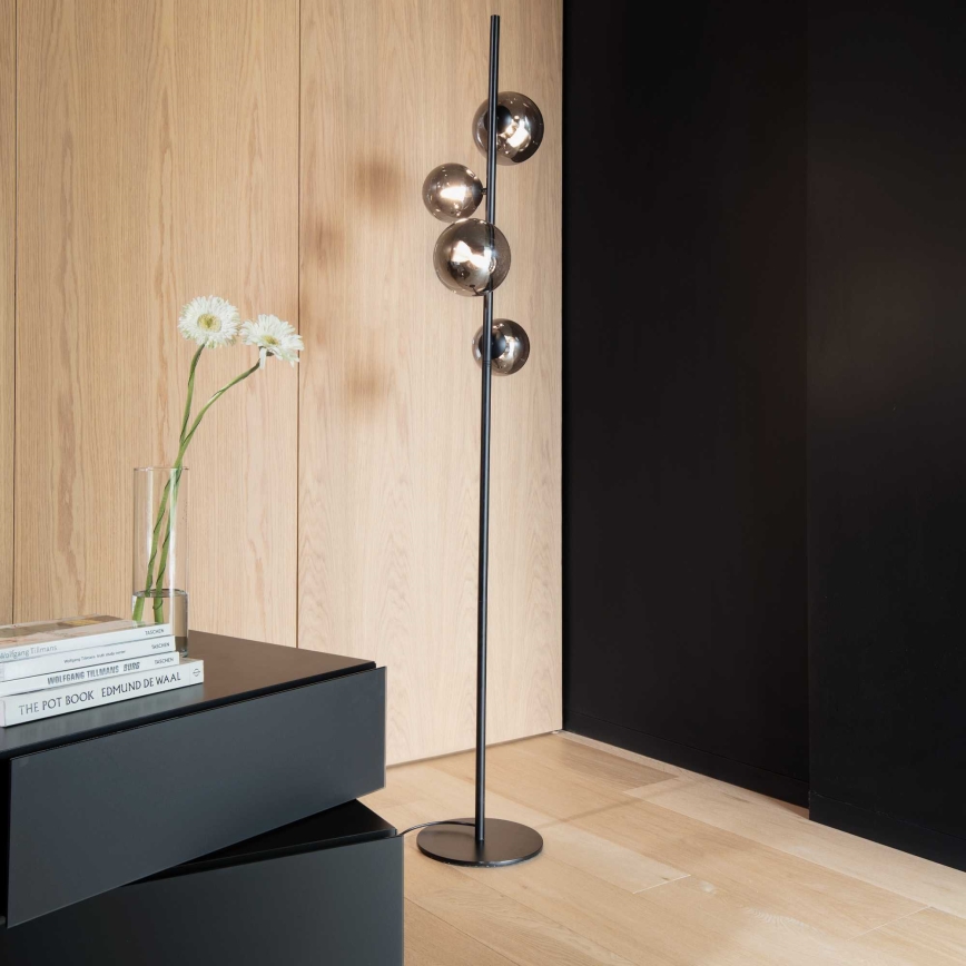 Ideal Lux - LED-Stehleuchte PERLAGE 4xG9/3W/230V schwarz/rauchig