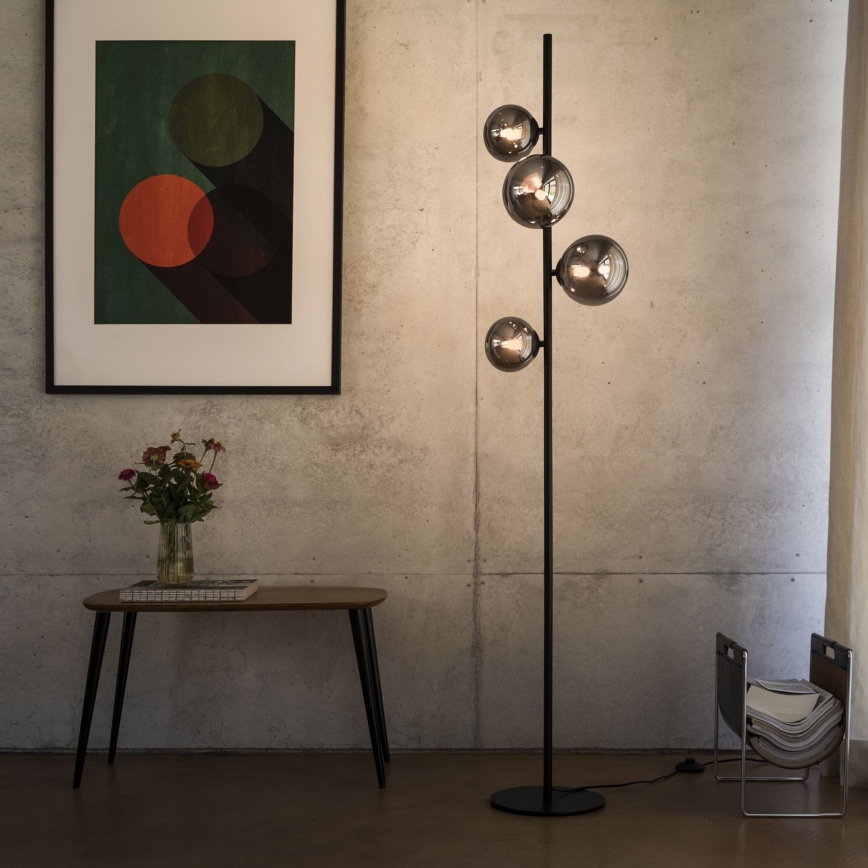 Ideal Lux - LED-Stehleuchte PERLAGE 4xG9/3W/230V schwarz/rauchig