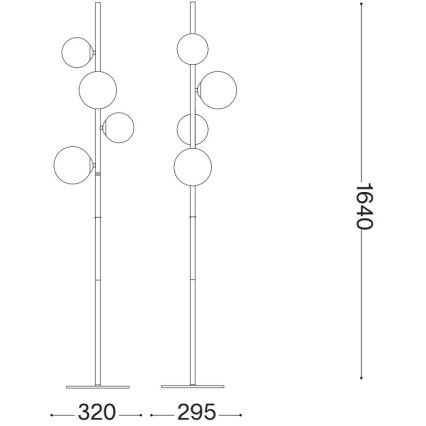 Ideal Lux - LED-Stehleuchte PERLAGE 4xG9/3W/230V schwarz/rauchig