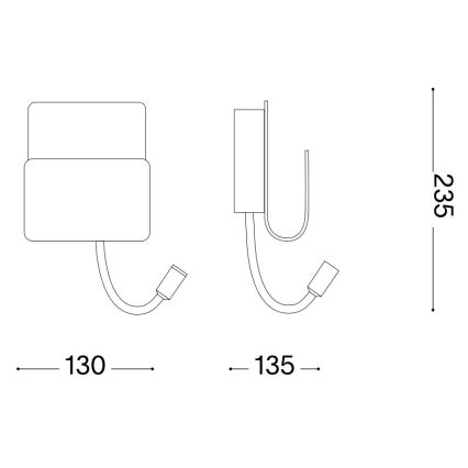 Ideal Lux - LED-Wandstrahler mit flexibler kleiner Leuchte PROBE LED/9,5W/230V USB CRI 90 schwarz