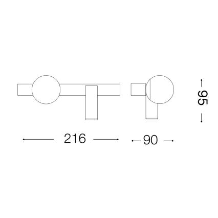Ideal Lux - LED-Wandleuchte PING PONG 2xLED/3W/230V CRI 90 schwarz
