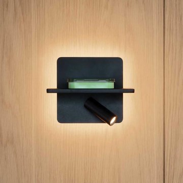 Ideal Lux - LED-Wandspot PIANO LED/10W/230V CRI 90 USB schwarz