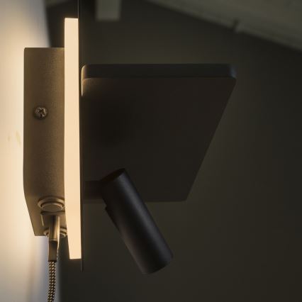 Ideal Lux - LED-Wandspot PIANO LED/10W/230V CRI 90 USB schwarz