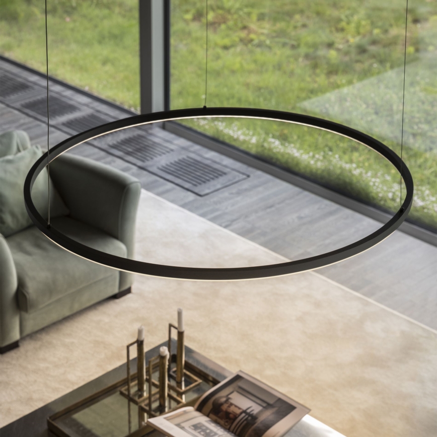 Ideal Lux - LED-Pendelleuchte mit Seilaufhängung ORACLE LED/83W/230V 3000K CRI 90 Ø 150 cm schwarz