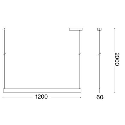 Ideal Lux - Pendelleuchte an Kabel DESK WIDE LED/36W/230V CRI 90 120 cm schwarz