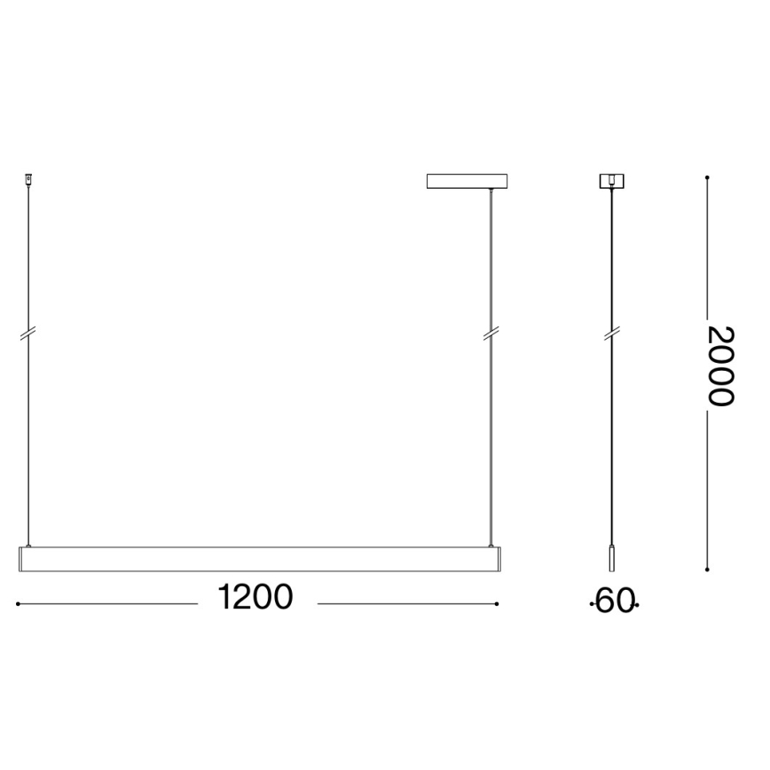 Ideal Lux - Pendelleuchte an Kabel DESK WIDE LED/36W/230V CRI 90 120 cm schwarz
