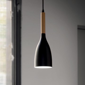 Ideal Lux - Pendelleuchte an Kabel MANHATTAN 1xE14/40W/230V Ø 11 cm schwarz/Buche