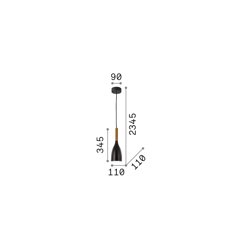 Ideal Lux - Pendelleuchte an Kabel MANHATTAN 1xE14/40W/230V Ø 11 cm schwarz/Buche