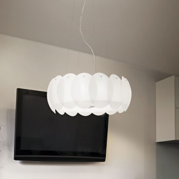 Ideal Lux - Pendelleuchte an Stahlseil OVALINO 8xE27/60W/230V Ø 55 cm weiß
