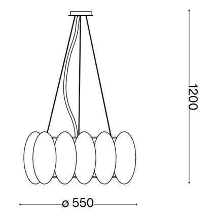 Ideal Lux - Pendelleuchte an Stahlseil OVALINO 8xE27/60W/230V Ø 55 cm weiß