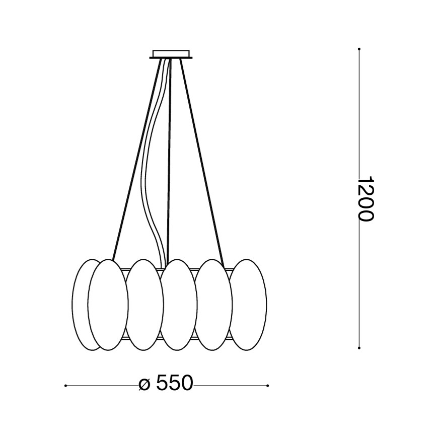 Ideal Lux - Pendelleuchte an Stahlseil OVALINO 8xE27/60W/230V Ø 55 cm weiß