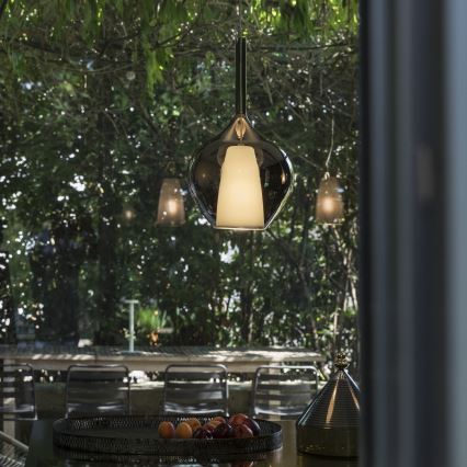 Ideal Lux - Pendelleuchte mit Kabel KALIQUE 1xE27/42W/230V Ø 18 cm rauchschwarz