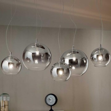 Ideal Lux - Pendelleuchte NEMO PLUS mit Kabelabhängung 5xE27/42W/230V glänzender Chrom/rauchgrau