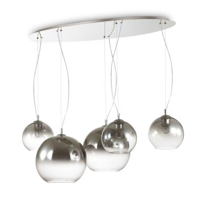 Ideal Lux - Pendelleuchte NEMO PLUS mit Kabelabhängung 5xE27/42W/230V glänzender Chrom/rauchgrau