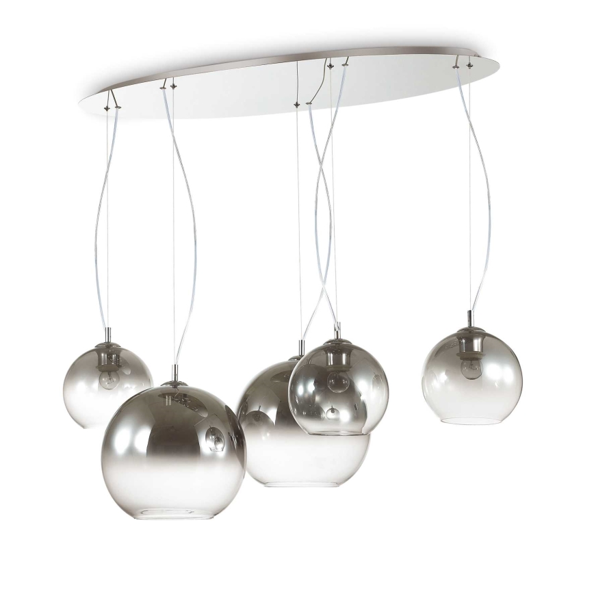 Ideal Lux - Pendelleuchte NEMO PLUS mit Kabelabhängung 5xE27/42W/230V glänzender Chrom/rauchgrau
