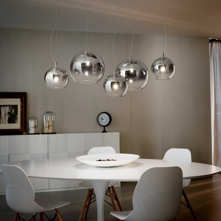 Ideal Lux - Pendelleuchte NEMO PLUS mit Kabelabhängung 5xE27/42W/230V glänzender Chrom/rauchgrau