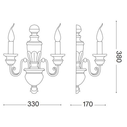 Ideal Lux - Wandleuchte FIRENZE 2xE14/40W/230V golden
