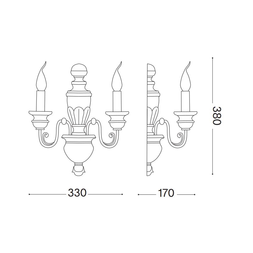 Ideal Lux - Wandleuchte FIRENZE 2xE14/40W/230V golden