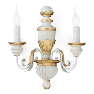 Ideal Lux - Wandleuchte FIRENZE 2xE14/40W/230V weiß/golden