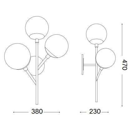 Ideal Lux - Wandleuchte KEPLER 3xE27/42W/230V schwarz/rauchig