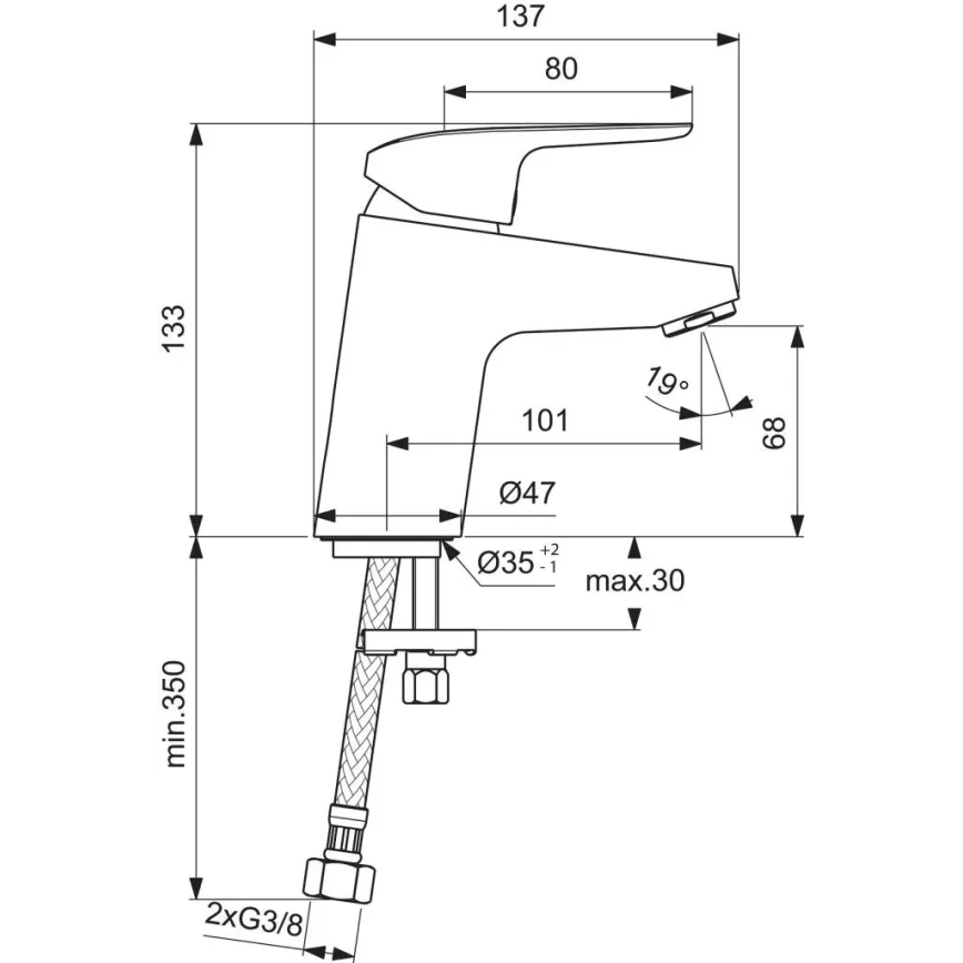 Ideal Standard B1710AA - CERAFLEX Waschtischarmatur 13,3 cm, hochglänzender Chrom