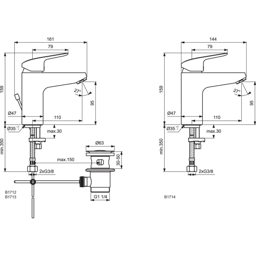 Ideal Standard B1713AA - Waschtischarmatur CERAFLEX 15,9 cm glänzender Chrom