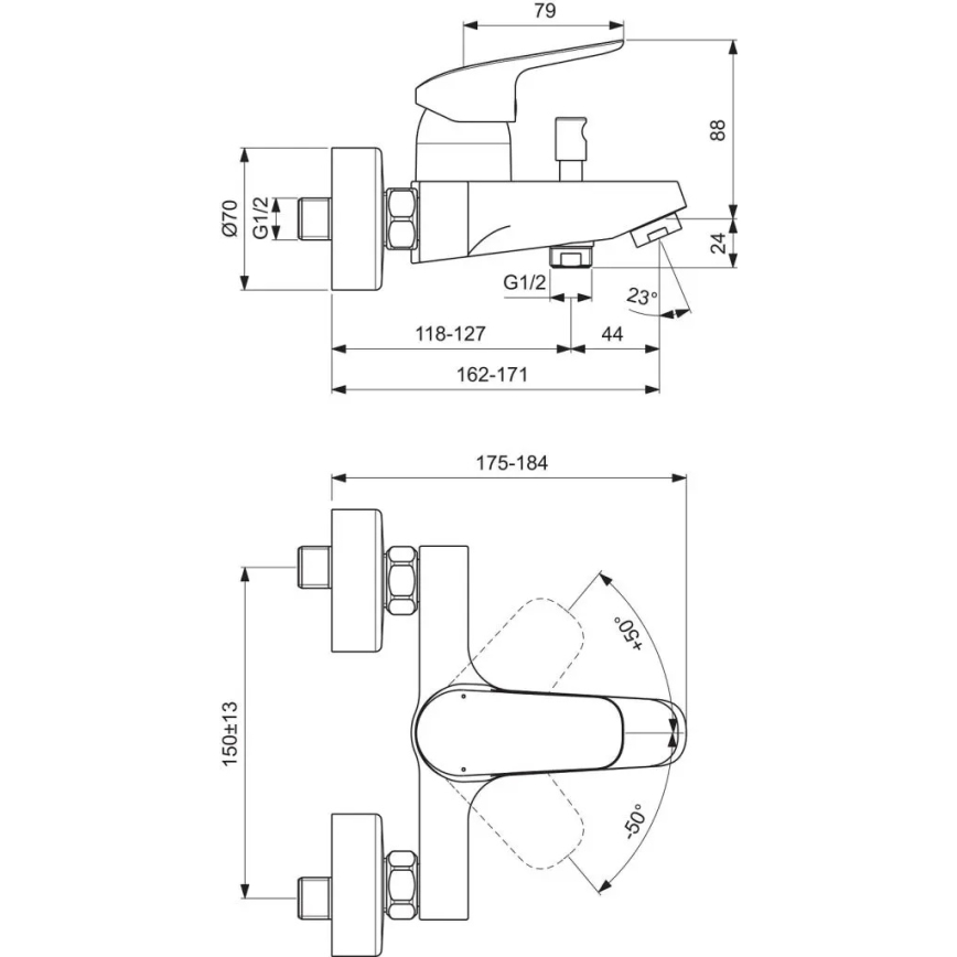 Ideal Standard B1721AA - Badewannenarmatur CERAFLEX, glänzender Chrom