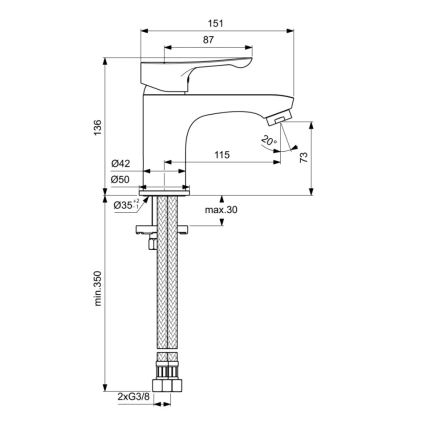 Ideal Standard BC552AA - Waschtischarmatur ALPHA 13,6 cm glänzend verchromt