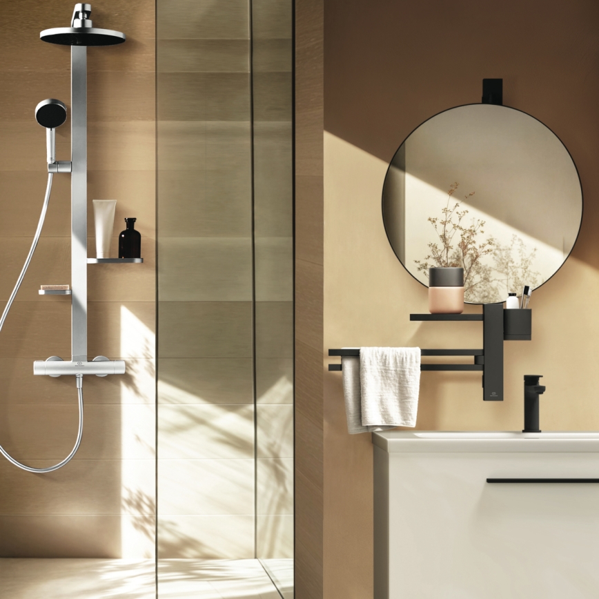 Ideal Standard BD583SI - Duschgarnitur mit thermostatischer Armatur CERATHERM ALU+ in mattchrom