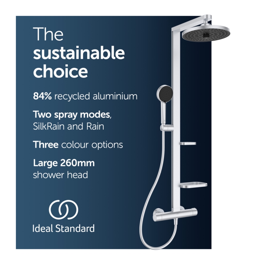 Ideal Standard BD583SI - Duschgarnitur mit thermostatischer Armatur CERATHERM ALU+ in mattchrom
