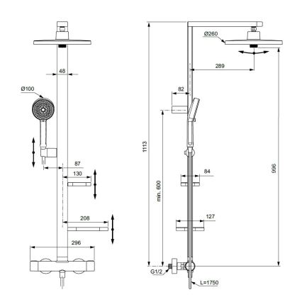 Ideal Standard BD583SI - Duschgarnitur mit thermostatischer Armatur CERATHERM ALU+ in mattchrom