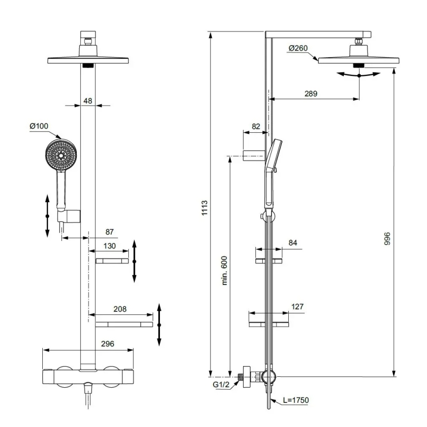 Ideal Standard BD583SI - Duschgarnitur mit thermostatischer Armatur CERATHERM ALU+, silber