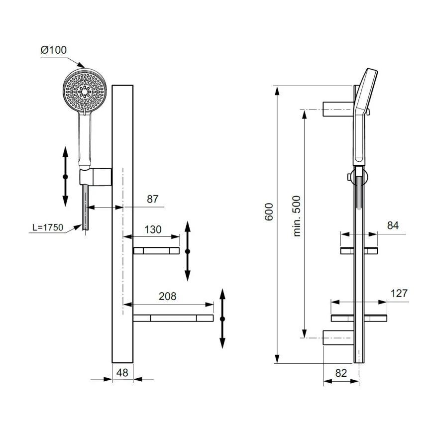 Ideal Standard BD586XG - Duschset IDEALRAIN ALU+ matt schwarz