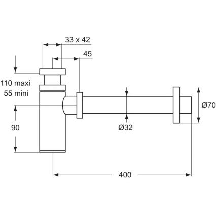 Ideal Standard D5859AA - Waschbecken-Siphon, mattchrom