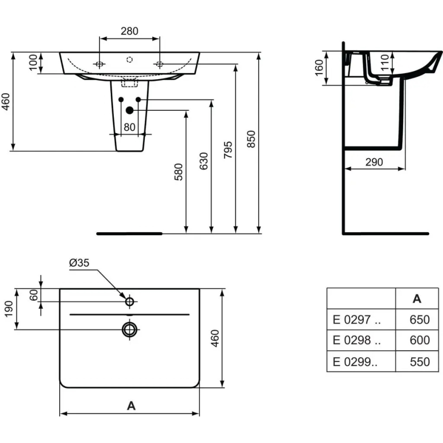 Ideal Standard E029901 - Wandwaschbecken CONNECT AIR 55x46 cm Keramik/weiß