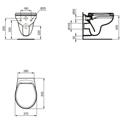 Ideal Standard K881001 - Wandhängendes Rimless-WC EUROVIT, Keramik, Weiß