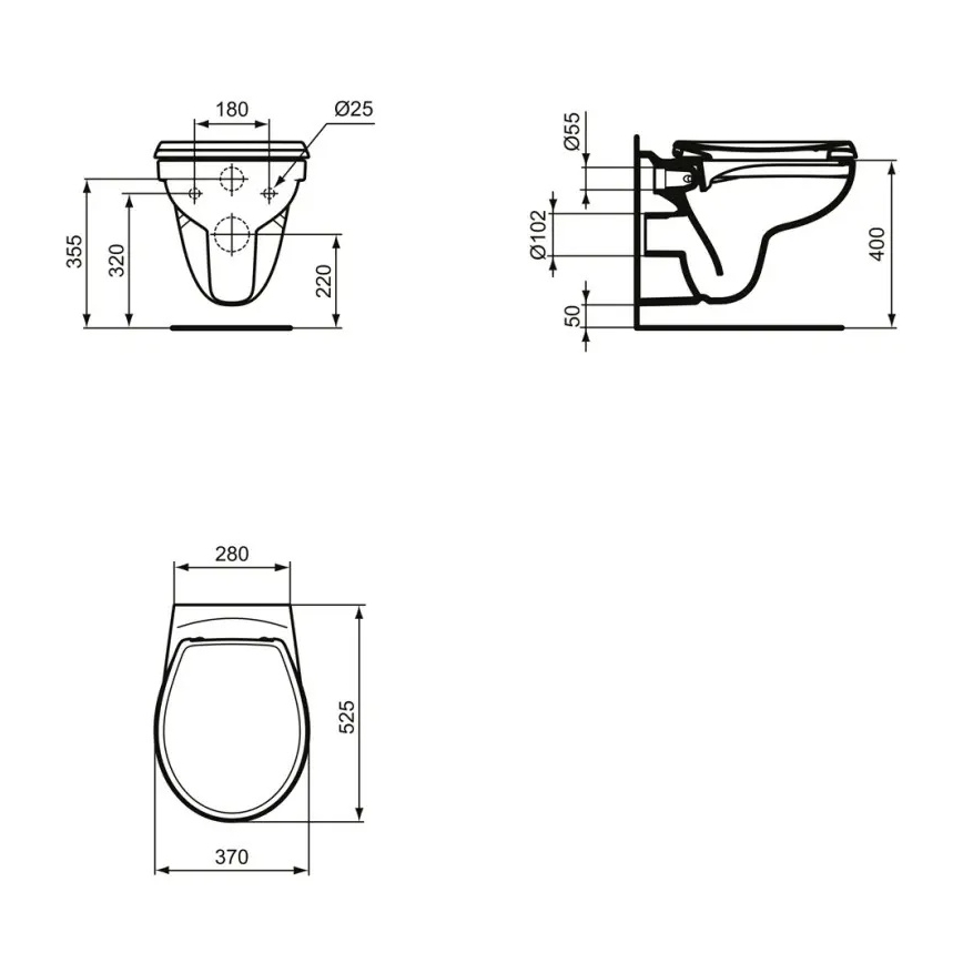 Ideal Standard K881001 - Wandhängendes Rimless-WC EUROVIT, Keramik, Weiß