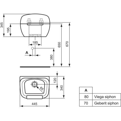 Ideal Standard R380601 - Wandhängendes Ausgussbecken DOURO 44,5 x 34 cm Keramik/Weiß