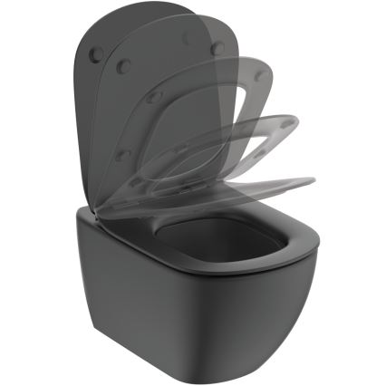 Ideal Standard T3546V3 - TESI Wand‑WC mit SoftClose‑WC‑Sitz, Keramik/Schwarz