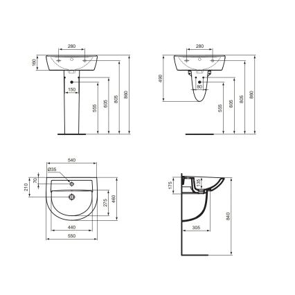 Ideal Standard W332601 - Wandwaschbecken EUROVIT 55 x 46 cm Keramik/weiß