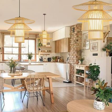 Hängeleuchte PINCHOS 1xE27/40W/230V d 45 cm Bambus