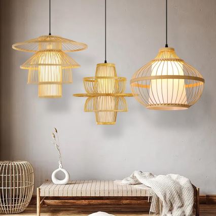 Hängeleuchte PINCHOS 1xE27/40W/230V d 45 cm Bambus