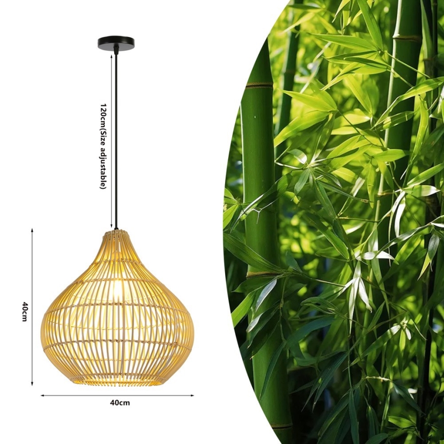 Hängeleuchte PELO 1xE27/40W/230V d 40 cm Rattan