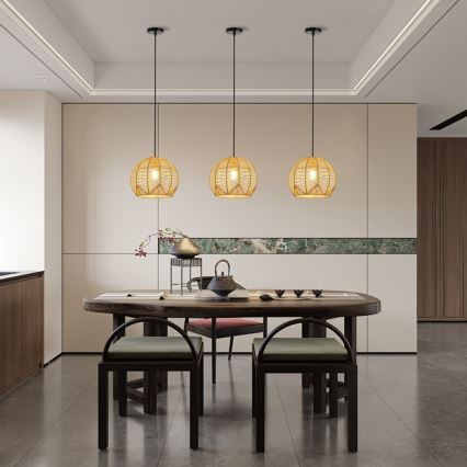 Hängeleuchte PELO 1xE27/40W/230V d 30 cm Rattan