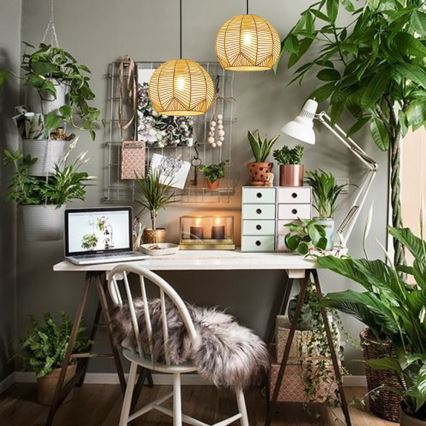 Hängeleuchte PELO 1xE27/40W/230V d 30 cm Rattan