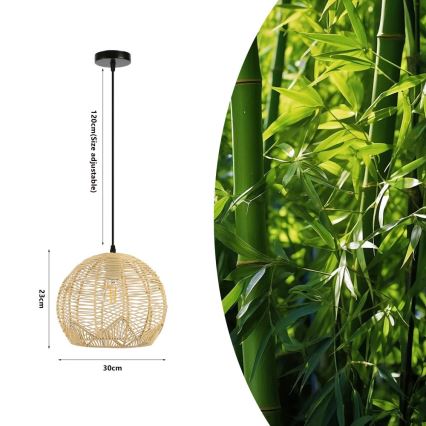 Hängeleuchte PELO 1xE27/40W/230V d 30 cm Rattan